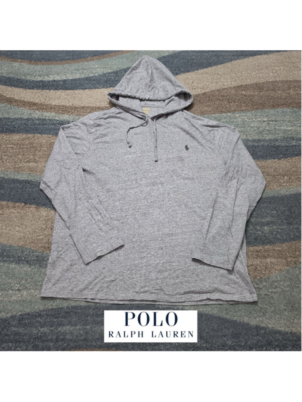 Polo Ralph Lauren Hooded Long Sleeve Shirt XL Gray Pony Logo Lightweight